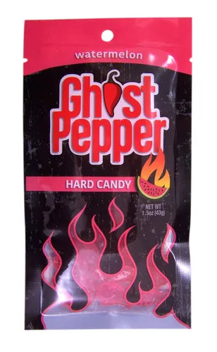 Vista 2 de Spicy Ghost Pepper Cherry - Caramelo duro con sabor a cereza, 1.5 onzas (sandía)