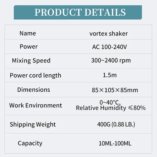 Vista 6 de Mezclador Vortex de 2400 rpm, modelo mezclador de pintura, mezcla de hasta 3.4 fl oz, velocidad ajustable para pinturas acrílicas, esmalte de uñas