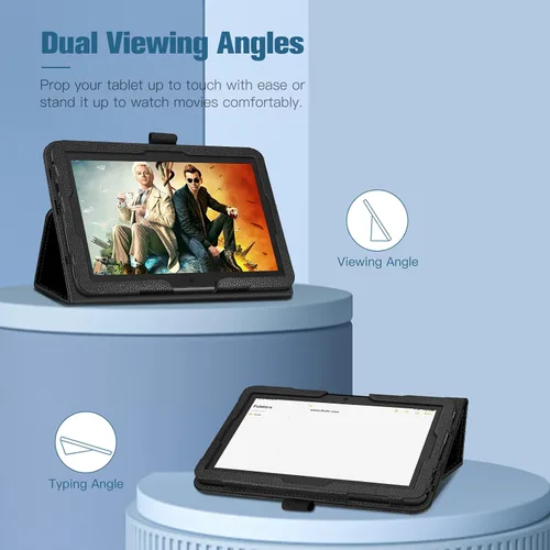 Vista 4 de Fintie Funda tipo folio para tablet Fire 7 (12ª generación, versión 2022), último modelo, piel vegana de alta calidad, delgada, plegable