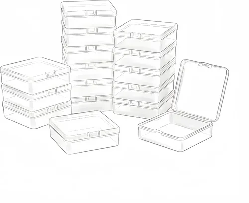 Vista 12 de LJY 100 cajas de plástico cuadradas transparentes, 1.77 x 1.77 x 0.8