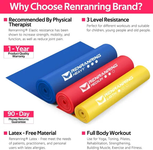 Vista 2 de Bandas de resistencia para entrenamiento, bandas de ejercicio para terapia física, estiramiento, recuperación, pilates, rehabilitación