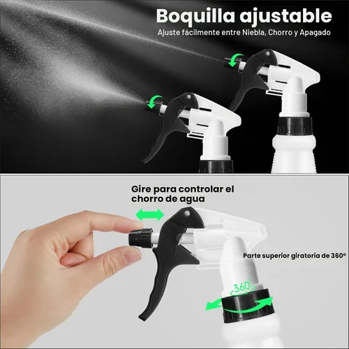 Vista 4 de Rtteri 24 botellas de plástico de 16 onzas para soluciones de limpieza, botellas de pulverización a granel vacías y reutilizables a prueba de fugas