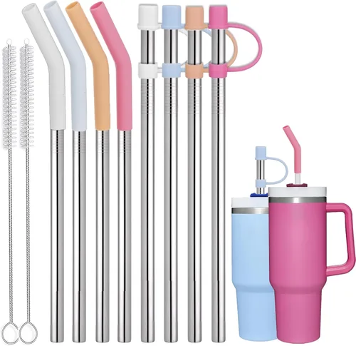Vista 7 de Greant 8 popotes de silicona compatibles con vasos Stanley de 40 onzas, pajitas suaves compatibles con Stanley Cup Straw Straw de 12 pulgadas