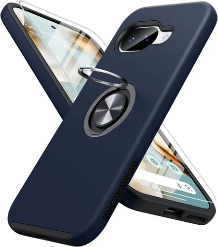 Vista 45 de JAME Funda delgada para Google Pixel 7 Pro, soporte de anillo a prueba de Azul