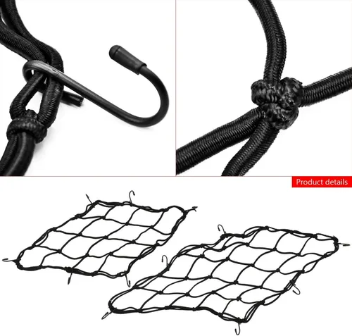 Vista 11 de 3 paquetes de red para motocicleta - 2 paquetes de red de equipaje elástica resistente de 40 cm + red para casco de 23.6 pulgadas / 60 cm