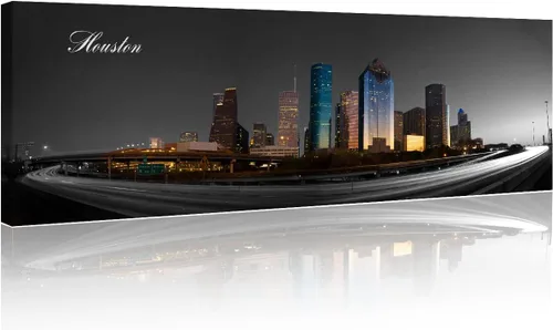 Vista 85 de 3 paneles de Atlanta Skyline vista de la ciudad en blanco y negro, imágenes panorámicas de edificio de ciudad, decoración de pared para sala