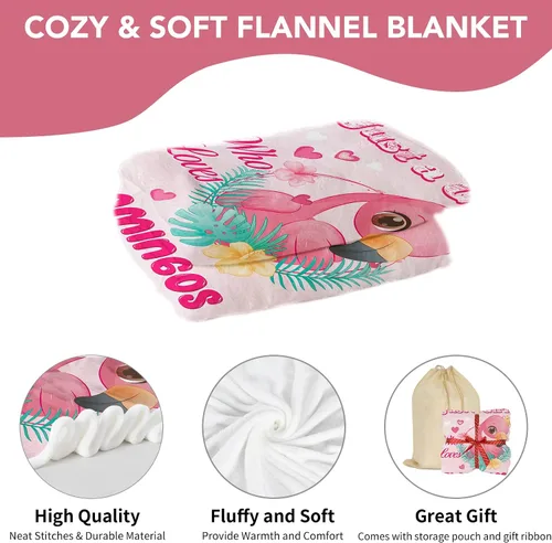 Vista 3 de Manta con texto en inglés «Just A Girl Who Loves Flamingos», regalo para niñas pequeñas, suave y bonita, manta de franela de felpa de flamencos