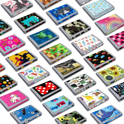 Vista 7 de ARTIST'S DREAM Billetera para niños y niñas, billetera triple plegable para niños de 4 a 18 años, cartera para niños con bolsillo para monedas