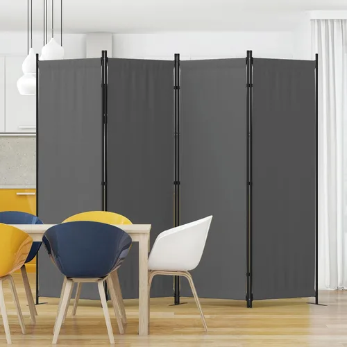 Vista 23 de Divisor de habitación de 3 paneles y pantallas de privacidad plegables con 4 pies de metal curvos, divisor de pared de cubículo para particiones