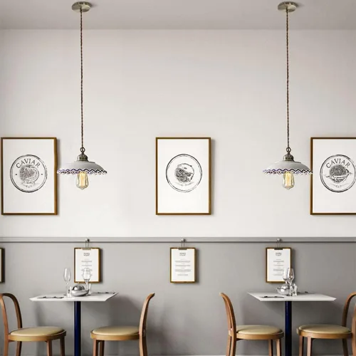 Vista 5 de MARURY Lámpara colgante de techo, luz colgante de porcelana azul y blanca, lámpara clásica de cerámica pequeña ajustable para cocina, isla