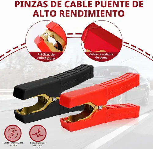 Vista 2 de 1 par de abrazaderas para cable de puente, abrazaderas de batería de cobre puro, abrazaderas de cargador de batería de 4 pulgadas, extremos de cable