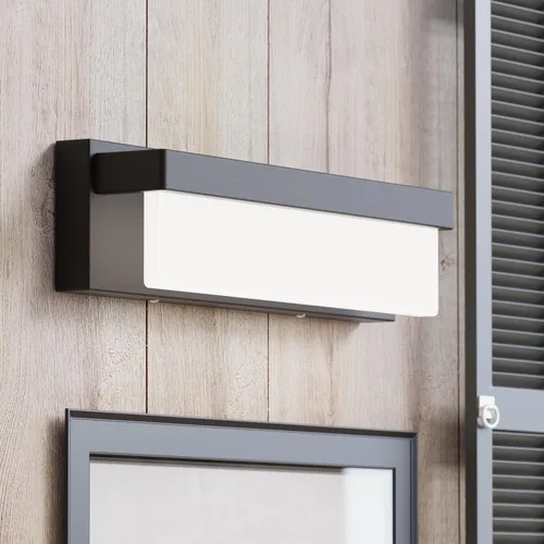 Vista 5 de Lámpara LED para tocador de baño, 16.5 pulgadas, moderna, rectangular, color negro, mate, barra de iluminación de metal mate, aplique de pared