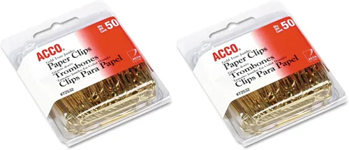 Vista 4 de Clips jumbo para papeles ACCO, tonalidad en oro, de acabado suave, alambre de acero, capacidad para 20 hojas, caja de 50 clips (A7072532)