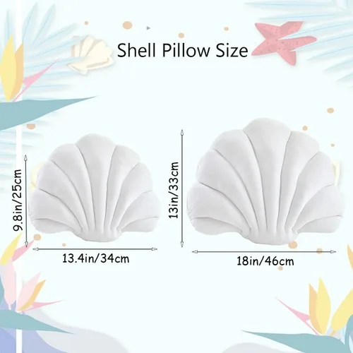 Vista 7 de Almohada con forma de concha de mar de terciopelo blanco, almohada de felpa con temática de mar y océano, almohada decorativa para cama, sofá