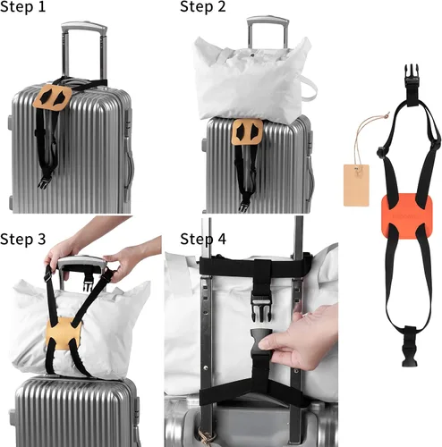 Vista 5 de Correas de equipaje para añadir una bolsa, fácil de viajar, maleta con correa elástica, maleta de alta elasticidad, bolsa de cinturón ajustable