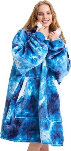 Vista 18 de Kipswiza Manta Ponible con Capucha para Mujeres y Hombres, Sudadera de Mantas con Capucha de Sherpa Suave y Acogedora Extragrande como Regalos
