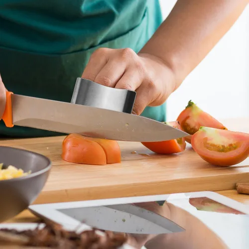 Vista 5 de Wegodal Protector de dedos de acero inoxidable, protector de dedos multifuncional para cortar alimentos, protector de herramienta de corte premium