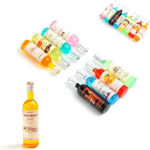 Vista 8 de Miniaturas de casa de muñecas a escala 1:12, botellas de alcohol para casa de muñecas, accesorios de cocina, mini comida en miniatura, accesorios