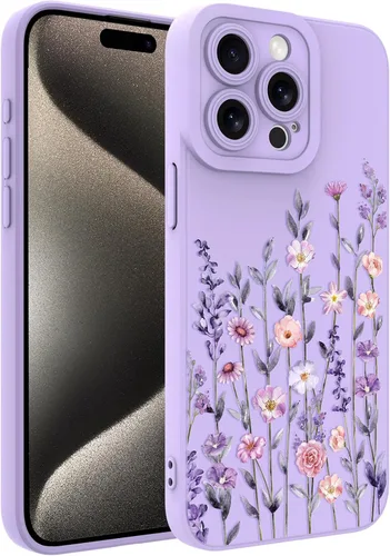 Vista 20 de Magnético para iPhone 13 con protector de pantalla [Compatible con MagSafe] Diseño de patrón floral de flores bonitas, funda delgada a prueba