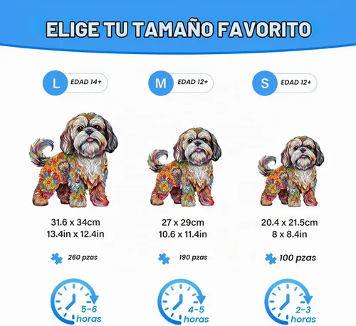 Vista 3 de Rompecabezas de madera para adultos, rompecabezas de madera de perro Shih Tzu, rompecabezas de corte de forma de madera única, el mejor regalo