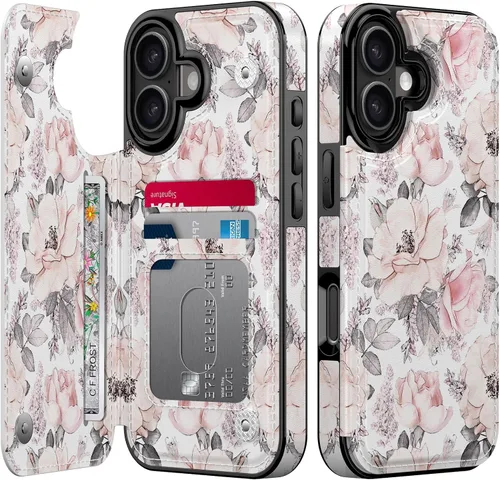 Vista 87 de LETO para iPhone 15 Pro Funda tipo cartera - Tapa tipo folio con patada - Diseños de moda - Tarjetero - Funda protectora para mujeres y niñas - 6.1