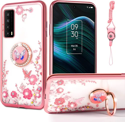 Vista 43 de nancheng Funda de teléfono para TCL A3X (A600DL), funda para Alcatel TCL A3X niñas y mujeres, bonita funda de silicona transparente con purpurina
