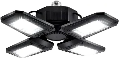Vista 6 de Luces LED de garaje de 50 W - 5000 lúmenes, 6500 K, luz diurna, iluminación LED de techo de garaje de tres hojas, paquete de 2