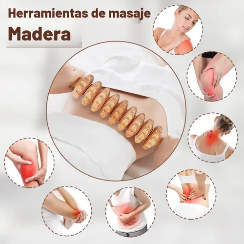 Vista 2 de JUANWAN Juego de herramientas de masaje de terapia de madera 10 en 1 Gua Sha Masajeador de madera para moldeo corporal Juego de herramientas