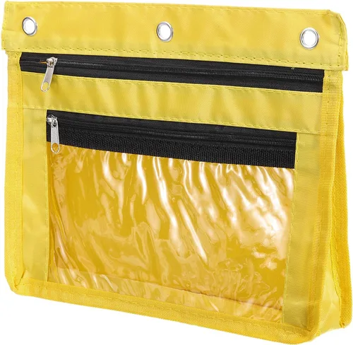 Vista 7 de PATIKIL Estuche expandible para lápices de 3 anillos, 1 paquete de tela Oxford de gran capacidad con cremallera, estuche para oficina y hogar