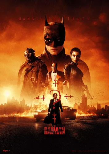 Vista 17 de MIGHTYPRINT DC Comics – The Batman – Batmobile in Gotham City – Arte de pared duradero de 17 x 24 pulgadas – No hecho de papel – Coleccionable