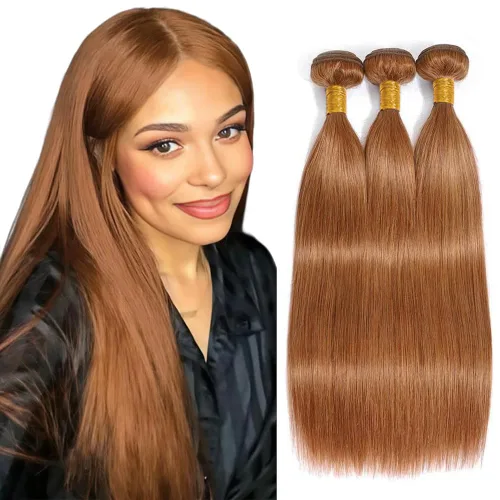 Vista 152 de Color 30 paquetes de cabello humano marrón onda del cuerpo paquetes 8 10 12 pulgadas brasileño virgen Remy extensiones de cabello humano doble trama