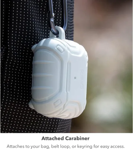 Vista 4 de Gear4 Apollo Snap - Funda para AirPods de 3ª generación, compatible con carga inalámbrica, llavero con mosquetón incluido, color negro