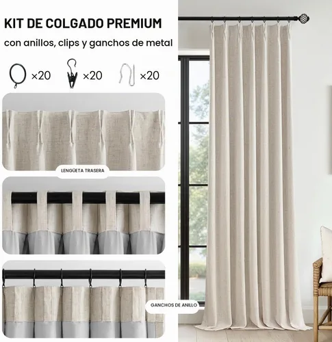 Vista 8 de MIULEE - Cortinas plisadas de lino 100 % opacas de color beige, 40 x 63 pulgadas