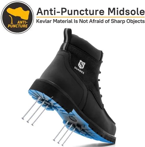 Vista 4 de SUADEX Botas con punta de acero para hombre, impermeables, zapatos de trabajo unisex indestructibles