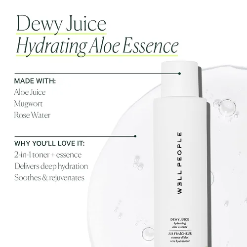 Vista 5 de Well People Dewy Juice - Esencia de aloe hidratante, tóner jugoso e hidratante para refrescar y calmar la piel, fabricado con agua de rosas, vegano