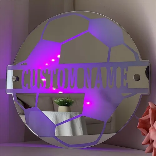 Vista 13 de Espejo de béisbol personalizado para pared, espejo personalizado con nombre de jugador de béisbol con luz LED, letrero de neón acrílico de béisbol