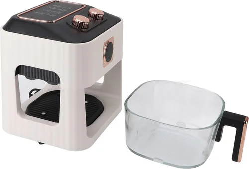 Vista 9 de Freidora de aire inteligente con ventana visual, capacidad de 6 L, control de temperatura, blanco, para comidas, freír, asar, recalentar