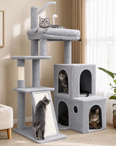 Vista 11 de Globlazer F50 Torre para Gatos para Gatos Adultos de Interior, Árbol para Gatos Resistente de 50 Pulgadas para Gatos Grandes, Casa de Árbol