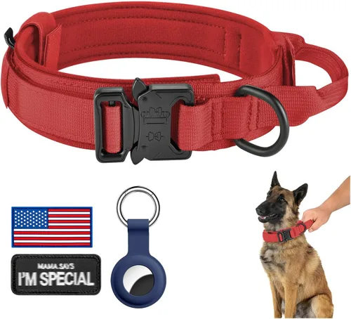 Vista 17 de DAGANXI - Collar táctico para perro, collar ajustable de nailon para adiestramiento con asa de control y hebilla, para perros medianos y grandes