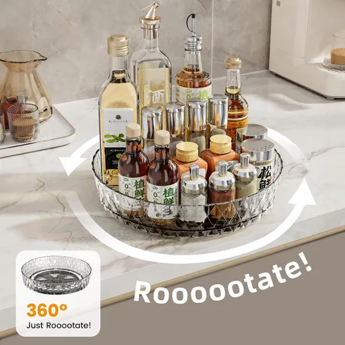 Vista 2 de Lazy Susan - Organizador giratorio transparente para armarios de cocina, estante de especias, refrigerador, baño y almacenamiento de encimera
