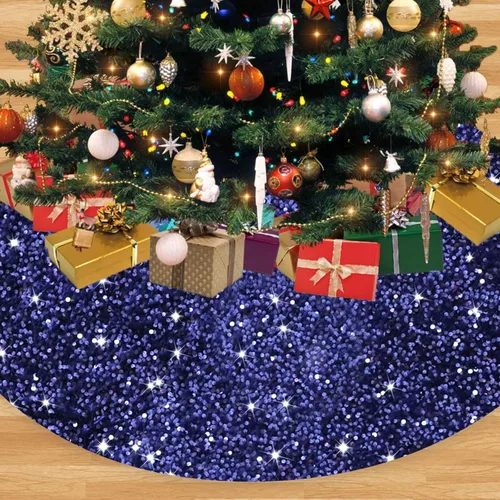Vista 10 de FANPROMS Falda de árbol de Navidad rosa intenso con lentejuelas de 21 pulgadas, faldas de terciopelo de doble cara para árbol de Navidad de mesa