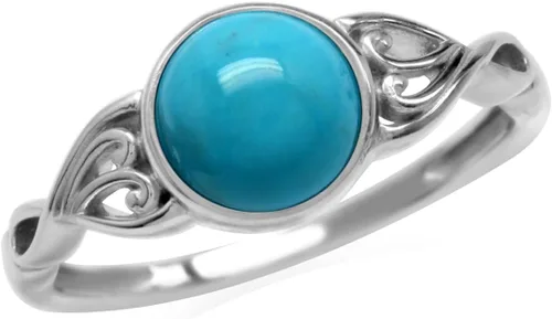 Vista 12 de Silvershake Anillo solitario de plata de ley 925 chapada en oro blanco o amarillo de 0.276 in con forma redonda genuina para mujer Turquesa