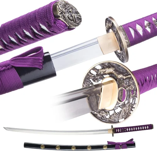 Vista 11 de Katana Sword, Handmade Samurai Sword 9260 Spring Steel - Plum Blossom Design, Full Tang & Clay Tempered - Ideal for Training, Practice, Collection &