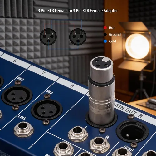 Vista 5 de Paquete de 2 adaptadores XLR hembra a hembra de 3 pines para micrófono cambiador de género XLR