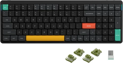 Vista 25 de nuphy Teclado mecánico inalámbrico Air96 V2, teclado retroiluminado RGB de 100 teclas, compatible con Bluetooth 5.1, 2.4G y conexión con cable