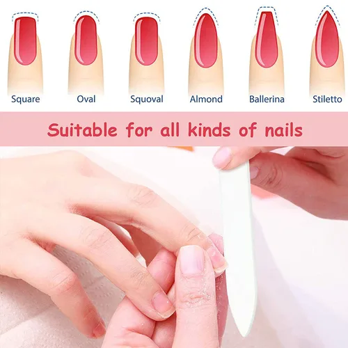 Vista 4 de Paquete de 5 limas de uñas de vidrio con estuche, limas de uñas de vidrio de doble cara, lima de uñas de vidrio de doble cara, juego de manicura