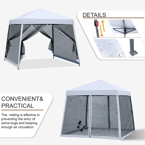 Vista 4 de MASTERCANOPY Toldo desplegable con malla de 10 x 10 pulgadas, color blanco