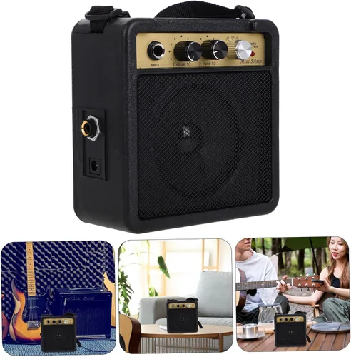 Vista 7 de TOYANDONA Mini amplificador de guitarra eléctrica portátil, amplificador de práctica pequeño con sonido nítido y fuerte para guitarras acústicas
