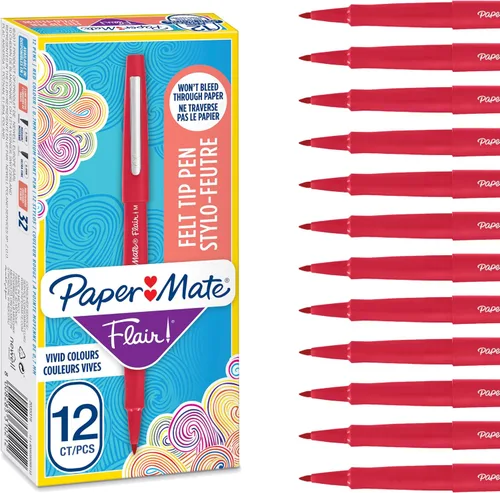 Vista 16 de Paper Mate Flair Original - Bolígrafo de punta de fieltro, tamaño mediano, varios colores estándar, paquete de 3