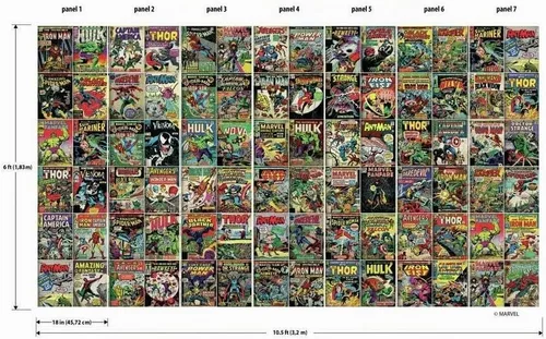 Vista 5 de RoomMates RMK11410M Marvel Comic Cover - Mural de papel tapiz para despegar y pegar, 10.5 pies x 6 pies